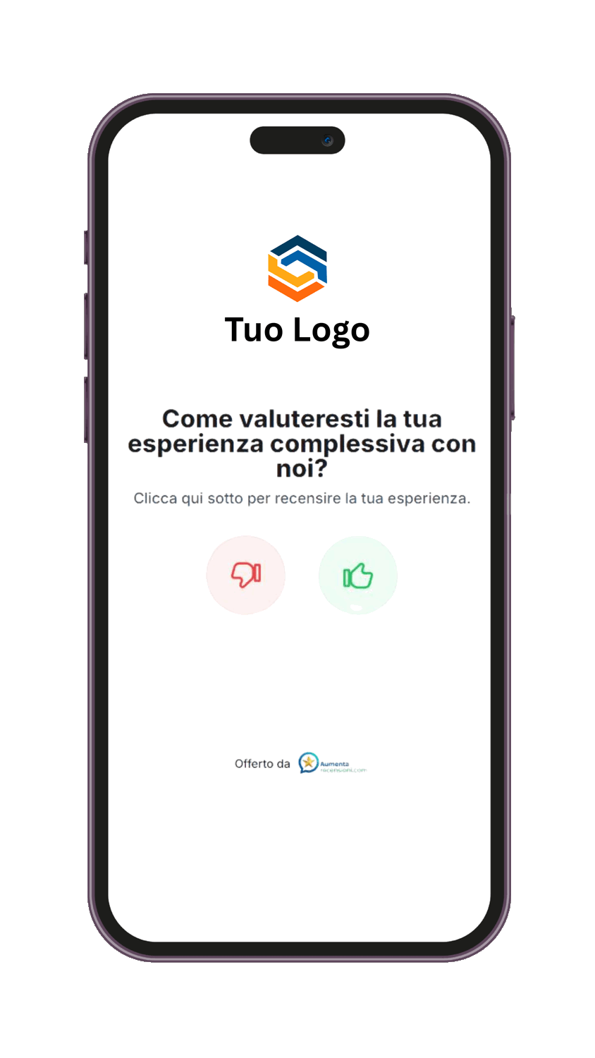Smartphone displaying customer experience rating survey screen