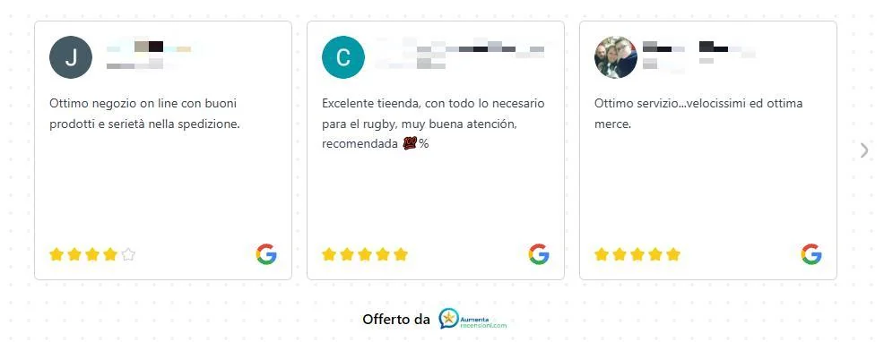 Three five-star Google customer review cards